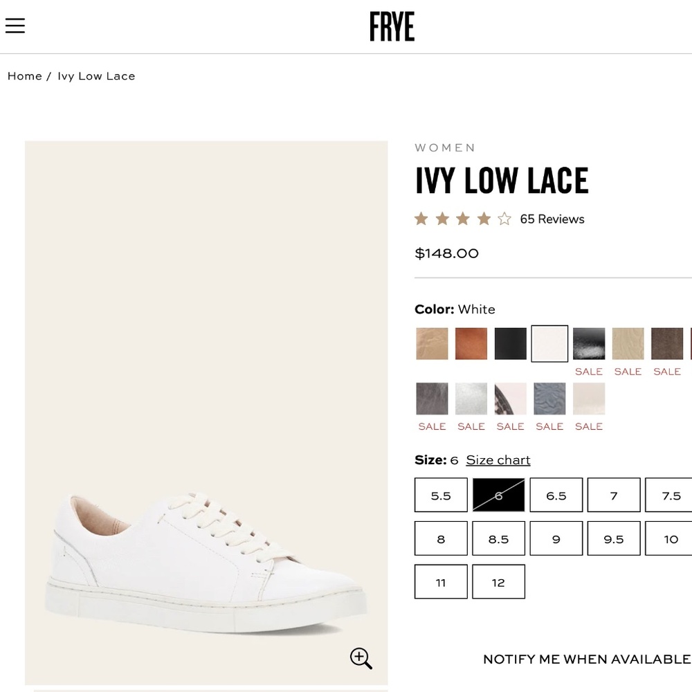 Frye Ivy Low Lace women's sneakers Sz 9